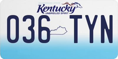KY license plate 036TYN