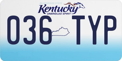 KY license plate 036TYP