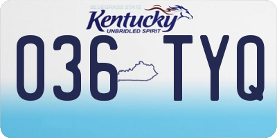 KY license plate 036TYQ