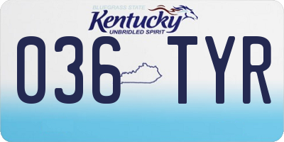 KY license plate 036TYR