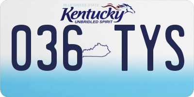 KY license plate 036TYS