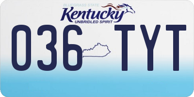 KY license plate 036TYT
