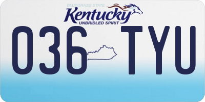 KY license plate 036TYU