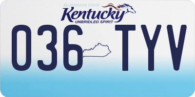 KY license plate 036TYV
