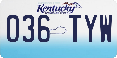 KY license plate 036TYW
