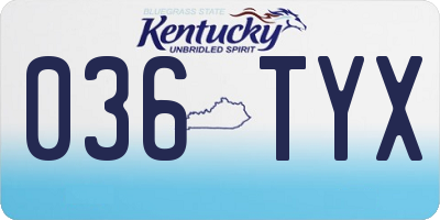 KY license plate 036TYX