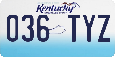 KY license plate 036TYZ