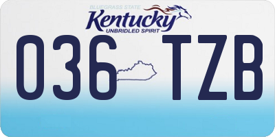 KY license plate 036TZB