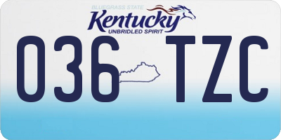 KY license plate 036TZC