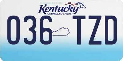 KY license plate 036TZD
