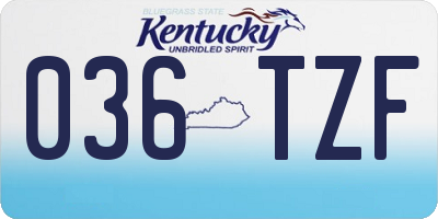 KY license plate 036TZF