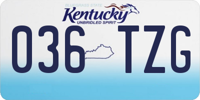 KY license plate 036TZG