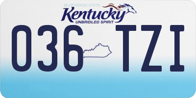 KY license plate 036TZI