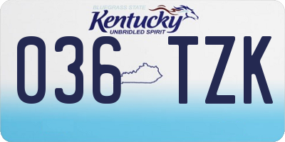 KY license plate 036TZK