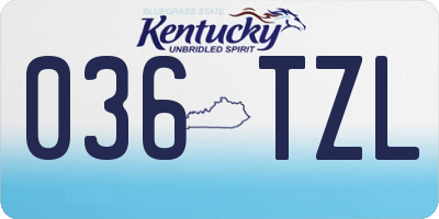 KY license plate 036TZL