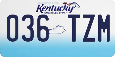 KY license plate 036TZM