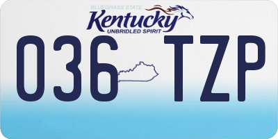 KY license plate 036TZP