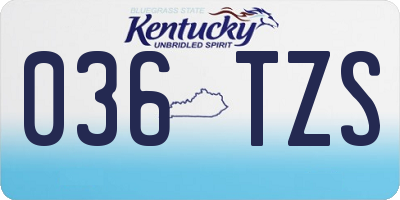 KY license plate 036TZS