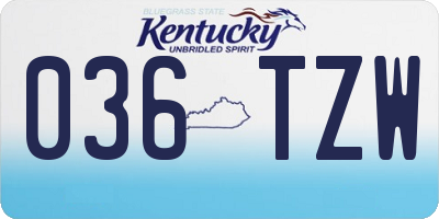 KY license plate 036TZW