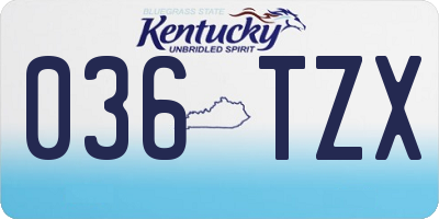 KY license plate 036TZX