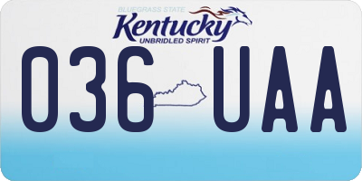 KY license plate 036UAA