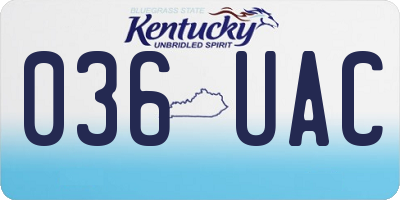 KY license plate 036UAC