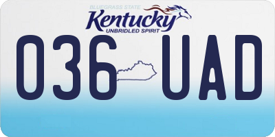 KY license plate 036UAD