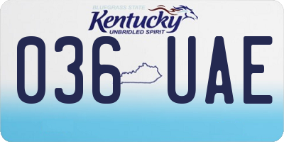 KY license plate 036UAE