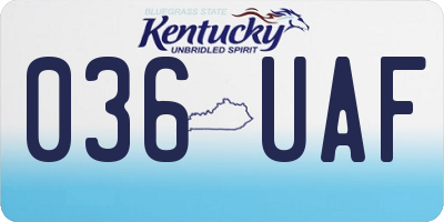 KY license plate 036UAF