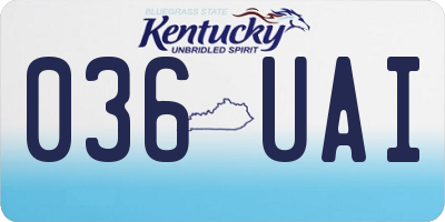 KY license plate 036UAI