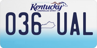 KY license plate 036UAL