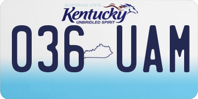 KY license plate 036UAM