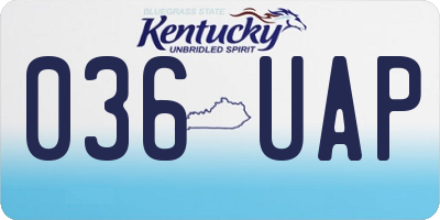 KY license plate 036UAP