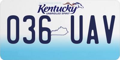 KY license plate 036UAV