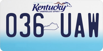 KY license plate 036UAW