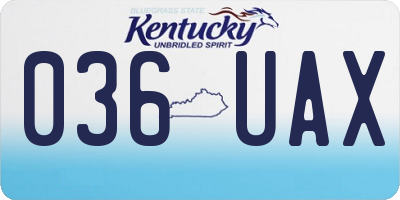 KY license plate 036UAX