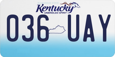 KY license plate 036UAY