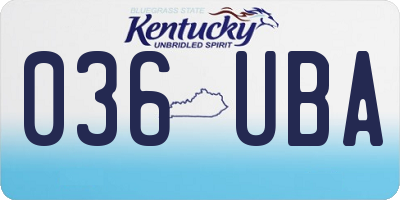KY license plate 036UBA