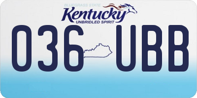 KY license plate 036UBB