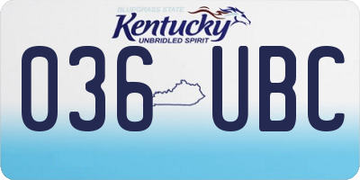 KY license plate 036UBC