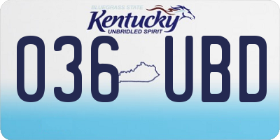KY license plate 036UBD