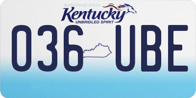 KY license plate 036UBE