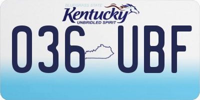 KY license plate 036UBF