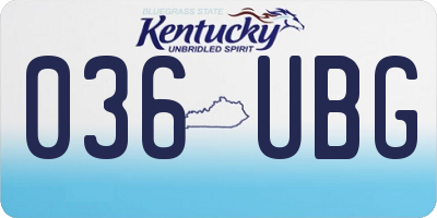 KY license plate 036UBG