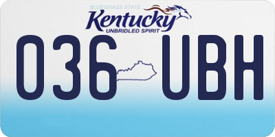 KY license plate 036UBH