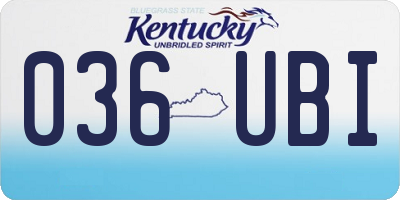 KY license plate 036UBI