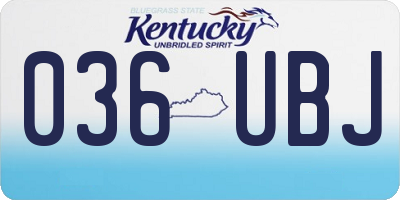 KY license plate 036UBJ