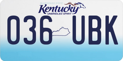KY license plate 036UBK