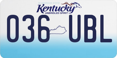 KY license plate 036UBL