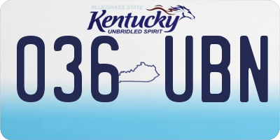 KY license plate 036UBN